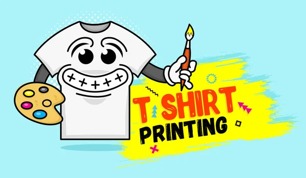 Grappig Shirt Lacht Tekent Brieven Mascotte Logo Voor Typografie Bedrukking — Stockvector