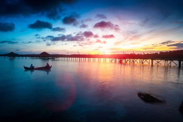 Wooden Bridge Dusk Koh Mak Trat Thailand — Stock Photo, Image