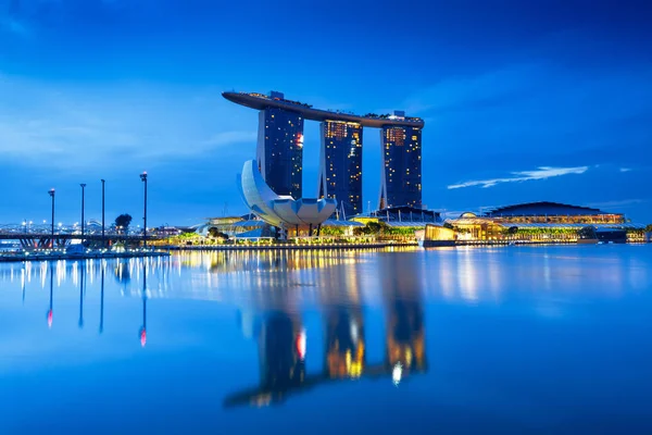 Building Reflection Marina Bay Singapore City Skyline — Stock Photo, Image