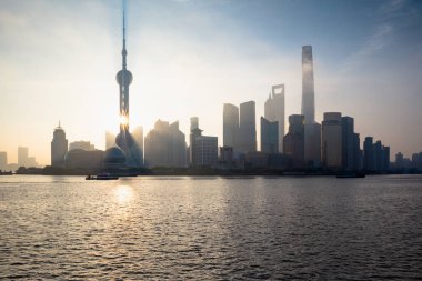 Siluet Shanghai şehir manzarası