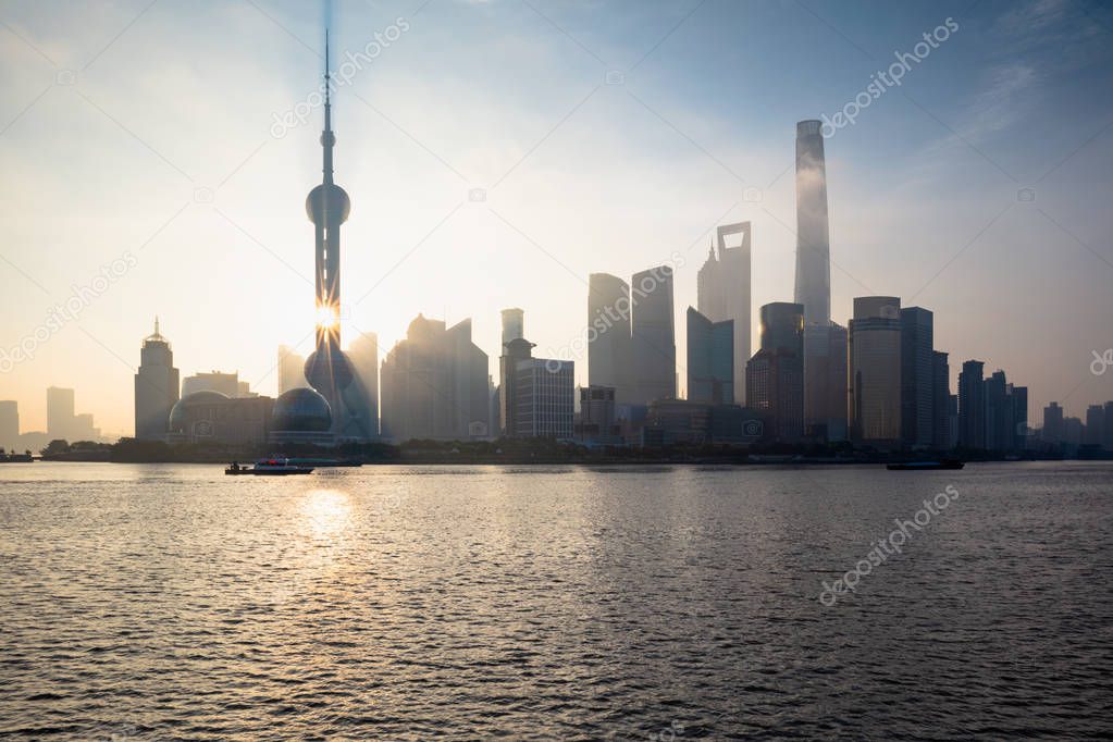 Silhouette Shanghai city skyline