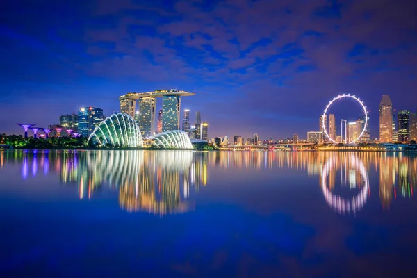 Singapore Skyline Città Notte — Foto Stock