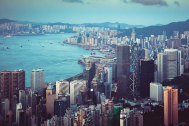 Hong Kong manzarası gün zaman Victoria peak, Hong Kong Çin