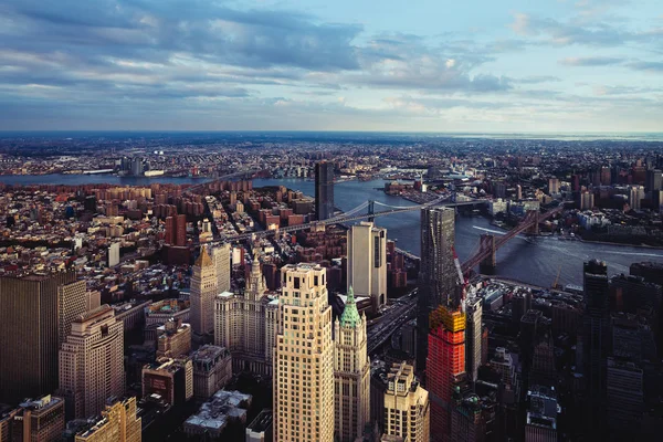 Veduta Aerea Lower Manhattan Guardando Ponte Brooklyn Nyc Usa — Foto Stock