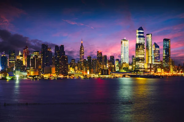 Manhattan Skyline Atardecer Nueva York — Foto de Stock