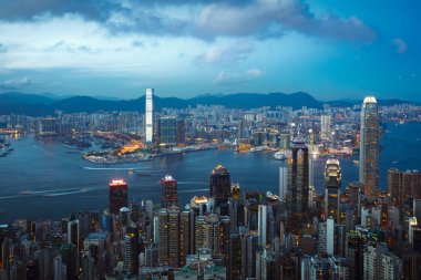 Alacakaranlıkta, zirve, Hong Kong görünümünden skyline Hong Kong