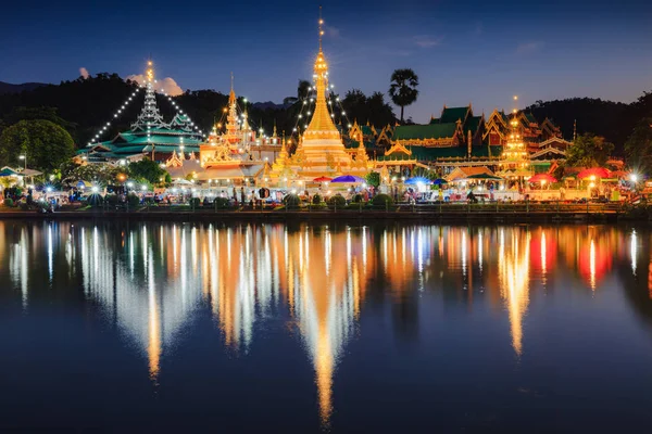 Wat Jongklang Wat Jongkham Najbardziej Ulubione Miejsce Dla Turystów Mae — Zdjęcie stockowe