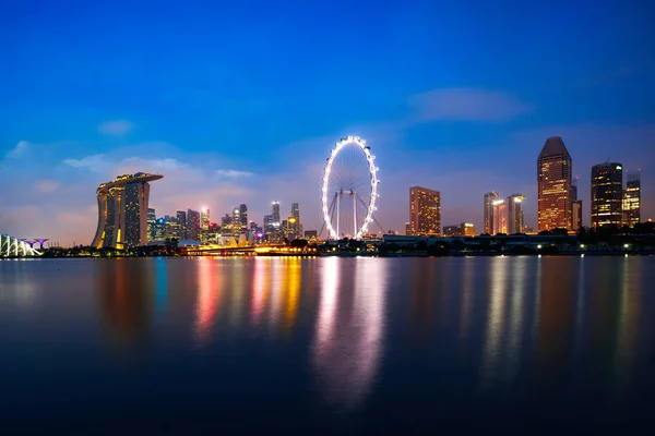 Singapore Skyline Città Notte — Foto Stock