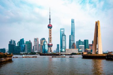 Güzel Shanghai şehir görünümünden suzhou Nehri, Shanghai şehir manzarası, Çin