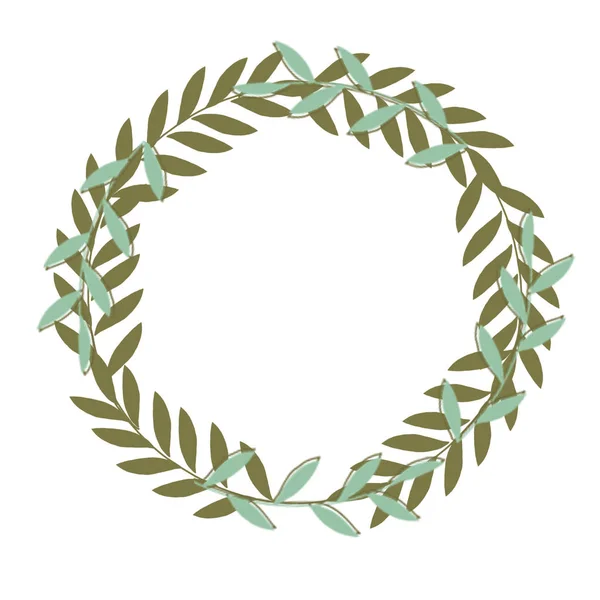 Ilustración floral de oliva - guirnalda de marco de rama de olivo para boda estacionaria, saludos, fondos de pantalla, moda, fondos, texturas, bricolaje, envoltura, postales, logotipo, marca , —  Fotos de Stock