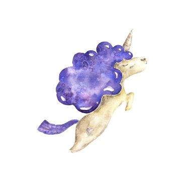 Tek boynuzlu at hayalperest bebek stil boho. Beyaz beyaz arka plan üzerinde izole atın. Suluboya. Dijital sanat. Resimde. Şablon klip-Art