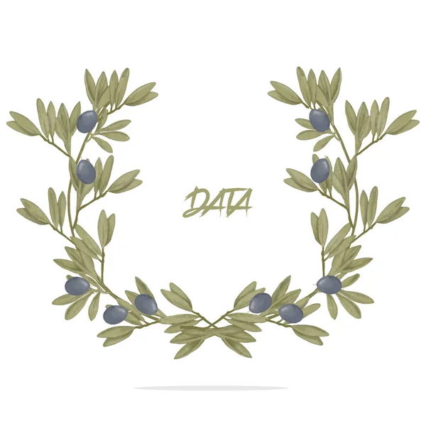 Frame Olijf Design Olive Digitale Illustraties Prachtige Aquarel Tekenen Bloemen — Stockfoto
