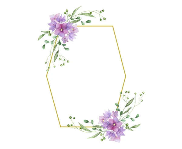 Floral Frame Met Roze Rozen Decoratieve Bladeren Aquarel Uitnodiging Ontwerp — Stockfoto