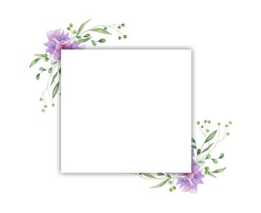 Pembe gül ve dekoratif yaprak çerçeve çiçek. Suluboya davetiye tasarım. Tarihi kaydetmek için arka plan. Pembe çiçekli altın Çokgen çerçeve ile tebrik kartları