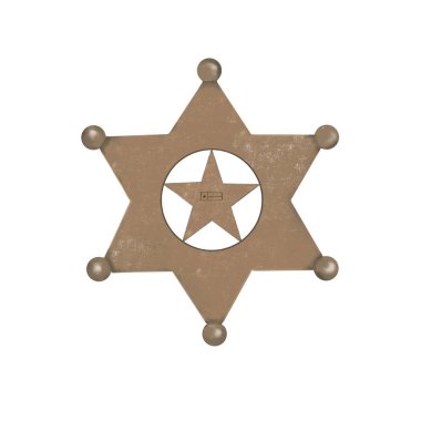Beyaz arka plan üzerinde izole yıldız Şerif ve texas ranger lebal dijital sanat illüstrasyon eski stil vintage