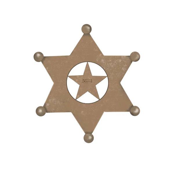 Star Sheriff Texas Ranger Lebal Digital Art Illustration Old Style — Stock Photo, Image