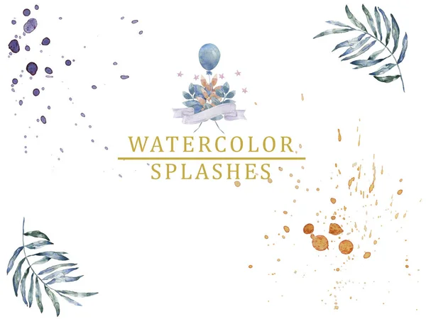 Aquarel Splash Textuur Achtergrond Geïsoleerd Handgetekende Blob Ter Plaatse Watercolor — Stockfoto