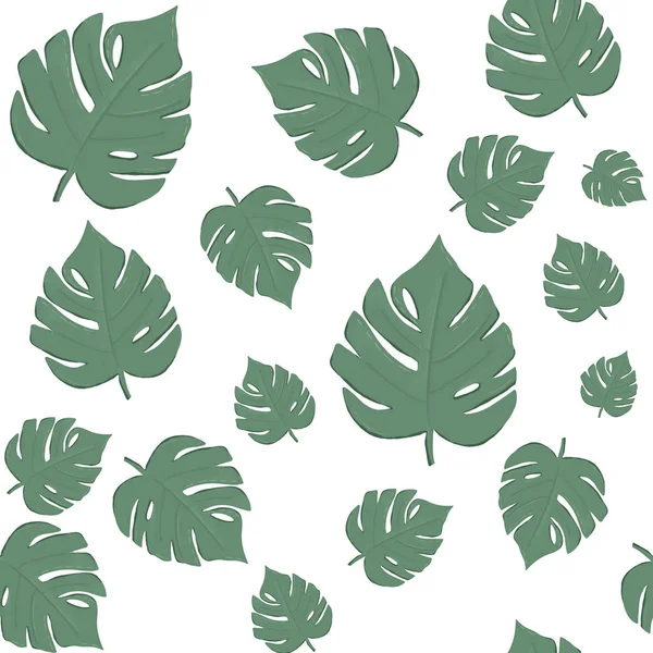 Tropical Floral Jungle Leaf Seamless Pattern Wihte Backgroung — Stock Photo, Image