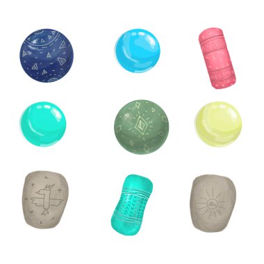 Bir resimde dijital sanat beyaz arka planda renk boncuk ve kabarcıklar boncuk