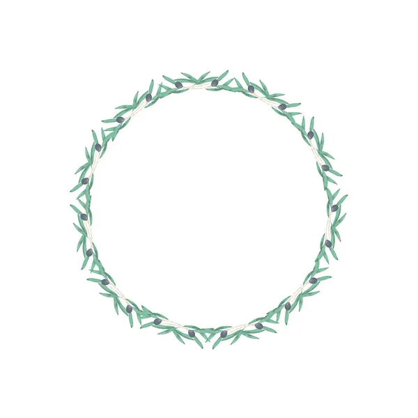 水彩橄榄花例证 橄榄枝框架花圈婚礼文具 — 图库照片