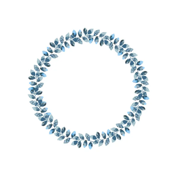 Aquarell Kreis Blau Blatt Clip Art Illistration Für Hochzeit Feier — Stockfoto
