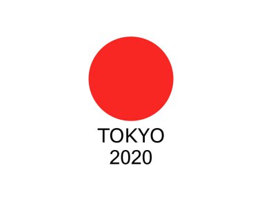 2020 Japon bayrağı, 2020 yaz oyunları için çizimi. Tokyo Olimpiyat Oyunları.