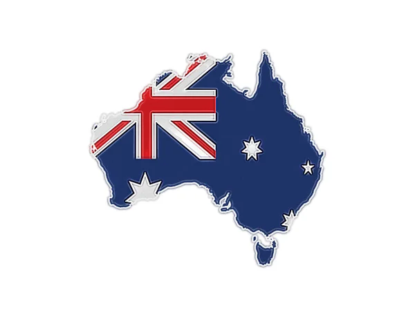 Mapa e bandeira da Austrália. Fundo branco . — Fotografia de Stock