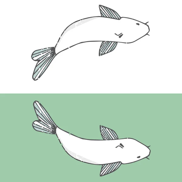 Vettoriale Pesce Pesce Gatto Sorriso Faccia Divertente Stile Squallido Vettore — Vettoriale Stock