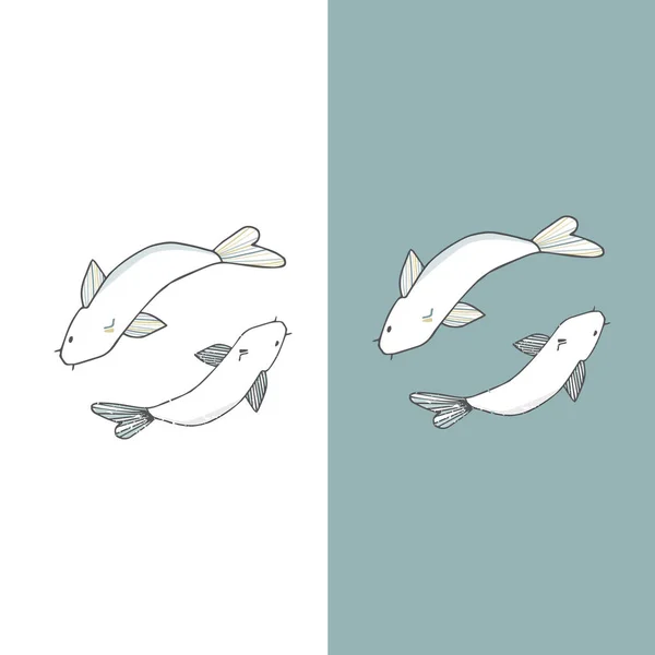 Peixe Água Salgada Vetor Branco Peixe Branco Vida Marinha Ilustração — Vetor de Stock