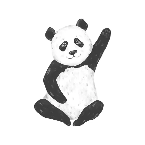 Grazioso Panda Acquerello Clip Arte Disegno Animale Illustrazione Sfondo Bianco — Foto Stock