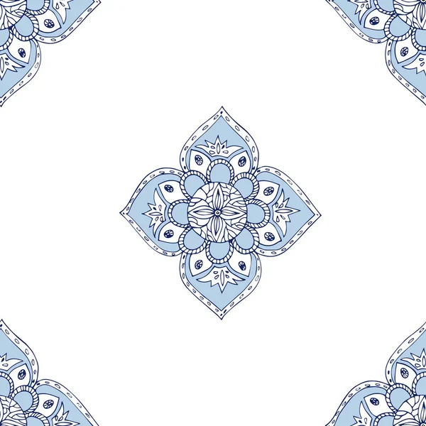 フラクタルの青い花 花を持つエレガントな明るいイラスト ファブリック 壁紙のデザインのパターン 白い背景の上 — ストック写真