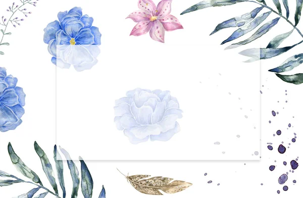 Bandeiras Verticais Com Flores Hortênsia Azul Branco Sobre Fundo Branco — Fotografia de Stock