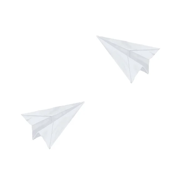 折り紙紙飛行機水彩ブラシ クリップ アート スタイル白い背景の上のイラスト — ストック写真