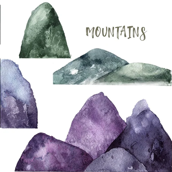 Dağlar suluboya döküyor desen yeşil çizim geometrik klipsli sanat doğum günü partisi baskısı kutlama kıyafetleri beyaz arka plan