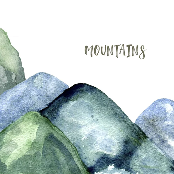 Montagnes Aquarelle Éclaboussures Texture Vert Dessin Illustration Géométrique Clip Art — Photo