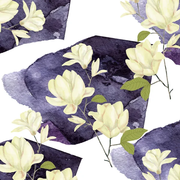 Магнолія Цифровий Кліпарт Мистецтво Акварельні Квіти Крикливі Квіти Ілюстрація Квіти — стокове фото