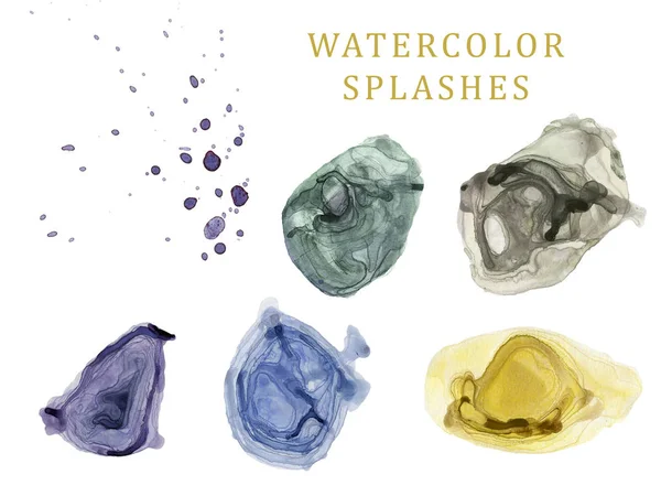 Aquarel Splash Textuur Achtergrond Geïsoleerd Handgetekende Blob Ter Plaatse Watercolor — Stockfoto