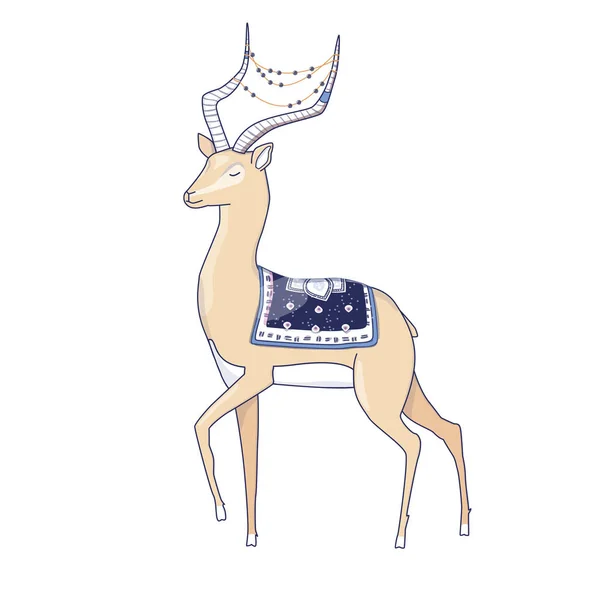Antilopa Charakter Vektorové Klip Umění Fantasy Posvátné Zvíře Plné Rohy — Stockový vektor