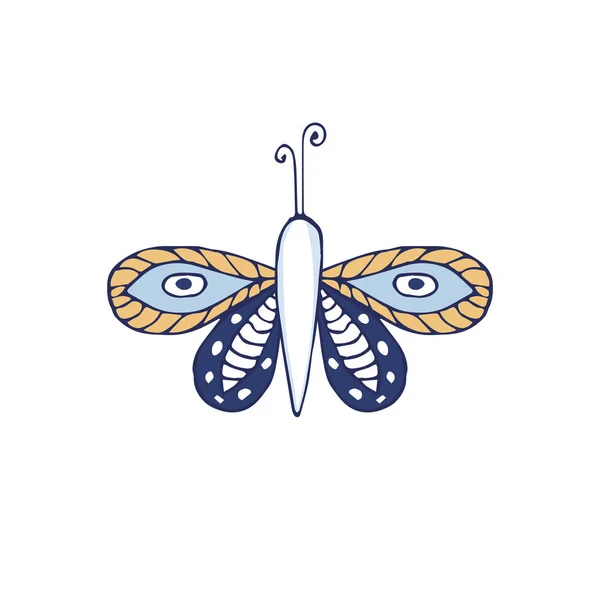 Clip Art Vector Teken Magische Vliegende Ornament Vlinder — Stockvector