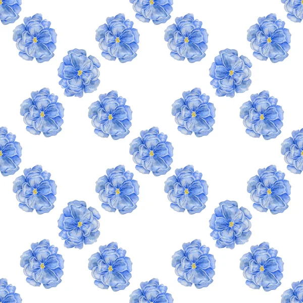 Mignon motif de fleurs aquarelle bleu sur fond blanc. Modèle élégant pour les impressions de mode . — Photo