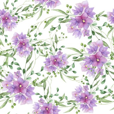 yumuşak pastel suluboya çiçek baskı, beyaz arka plan üzerinde vintage küçük resim