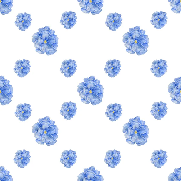 Mignon motif de fleurs aquarelle bleu sur fond blanc. Modèle élégant pour les impressions de mode . — Photo