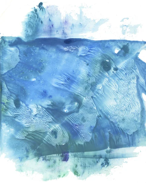 抽象蓝色飞溅水彩背景。手绘画笔。绘制纹理纸。格格效果梯度 — 图库照片