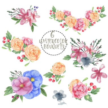 suluboya çiçek bounquet veri yeşil çiçekli çerçeve resimde geometrik sanat doğum günü partisi yazdırma kutlaması beyaz arka plan üzerinde veri metin giyim ayıklayacaktır için çizim