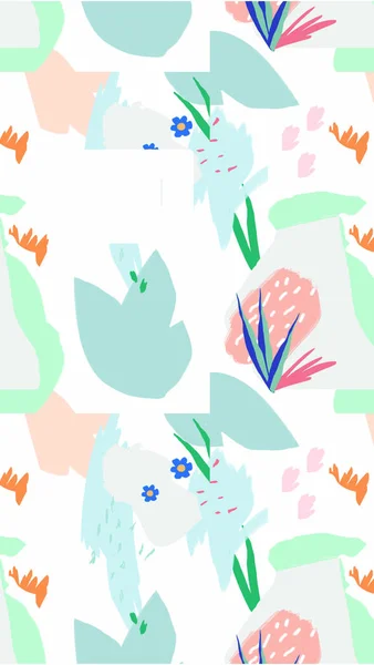 Κολάζ στυλ μοτίβο φόντου με λουλούδια και τα αφηρημένα σχήματα. Σύγχρονο και πρωτότυπο κλωστοϋφαντουργίας, χαρτί περιτυλίγματος, σχεδιασμό τέχνη τοίχων. εικονογράφηση — Φωτογραφία Αρχείου