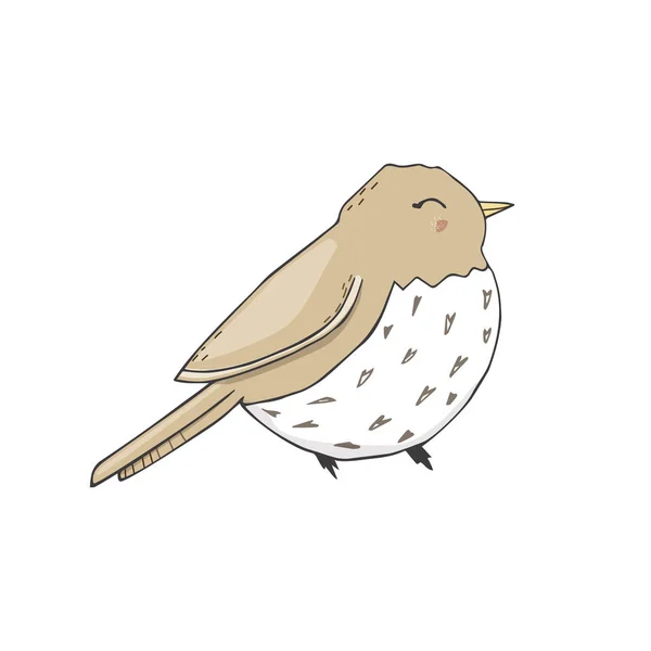 Sparrow vector songbird illustrazione cantante disegno carattere uccello colore grigio texture sorriso colomba faccia pieno geometrico carino foresta uccelli piccolo volare pace sedersi divertente bluebird zoo su sfondo bianco — Vettoriale Stock