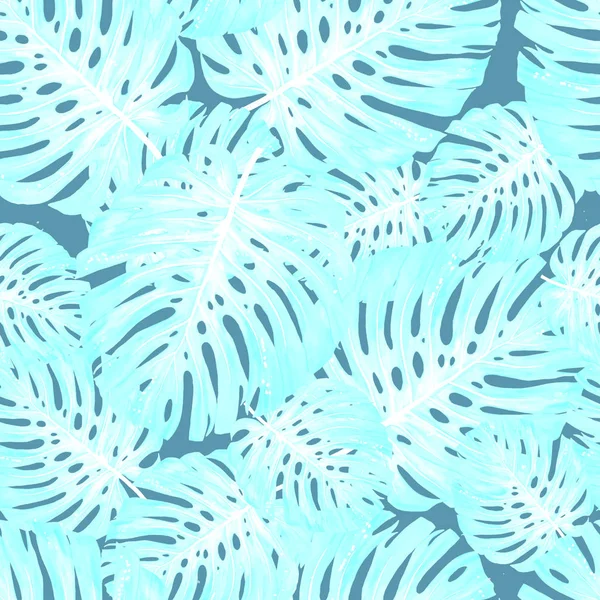 WaterColor blå tropiska blad mönster, blommor och Toucan för bröllop, bjuda, födelsedags kort. Isolerade illustrarion sommar färger, design vertikal ram levande korall färg bakgrund — Stockfoto
