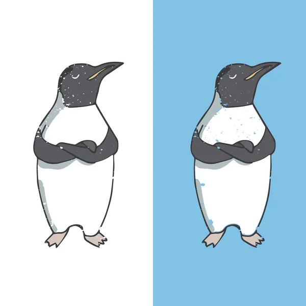 Πιγκουίνος χαρακτήρα διάνυσμα εικόνα σχέδιο χαριτωμένο ζώο πολική πουλιά αστεία θάλασσα χρώμα ζωή λευκό και μαύρο Ανταρκτική πιγκουΐνους χειμερινό ζωολογικό κήπο χιόνι σε λευκό φόντο — Διανυσματικό Αρχείο