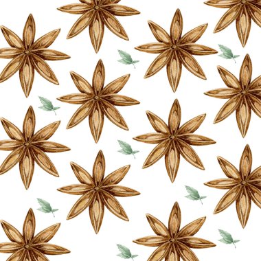 Suluboya tarçın desen renk illüstrasyon, mutfak, beyaz arka planda barista Quarelle sanat