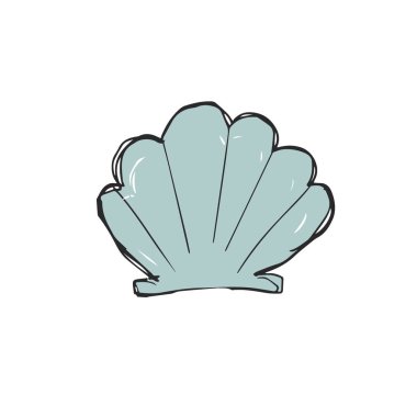Deniz Cockleshell el çizim. Vektör sanat Illustration beyaz arka planda